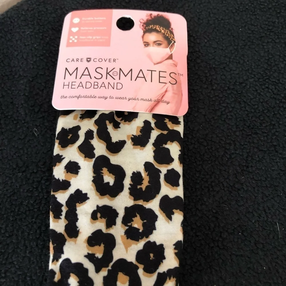 Headband Leopard Button Face Mask Holder